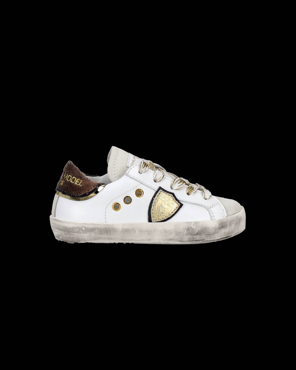 Philippe Model Scarpe da Bambini Prsx basse Bianche e Nere in Pelle Novità