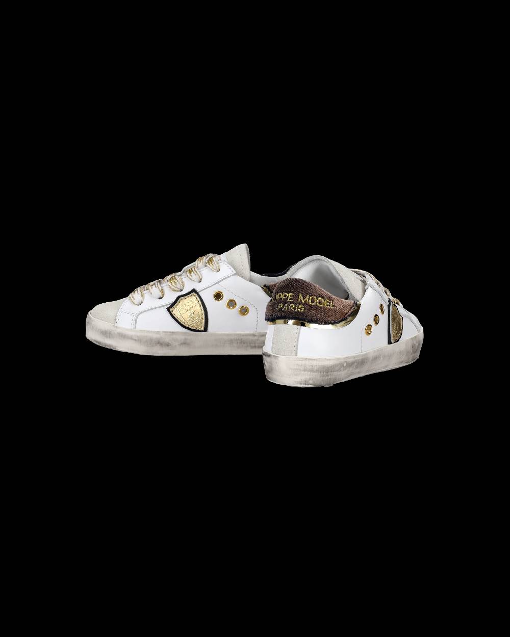 Philippe Model Scarpe da Bambini Prsx basse Bianche e Nere in Pelle Novità