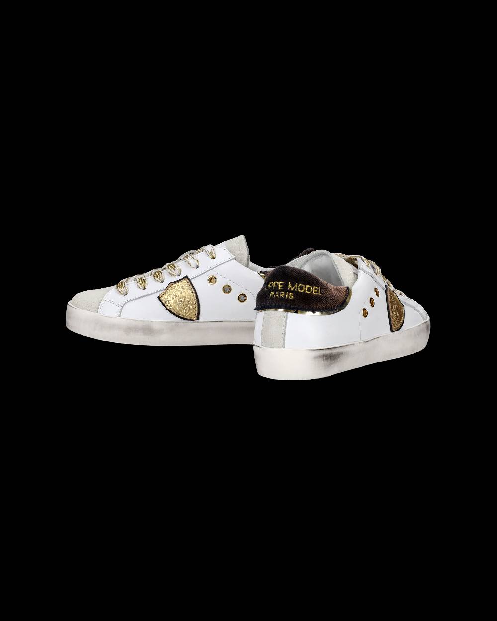 Philippe Model Sneakers Prsx basse da Bambini Bianche e Nere in Pelle Presa