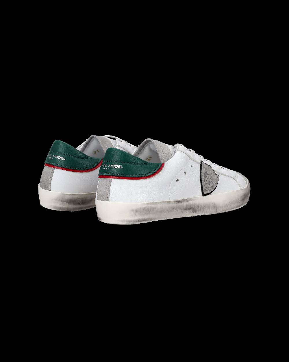 Philippe Model Sneakers Prsx basse da Bambini Bianche e Verdi in Pelle Saldi