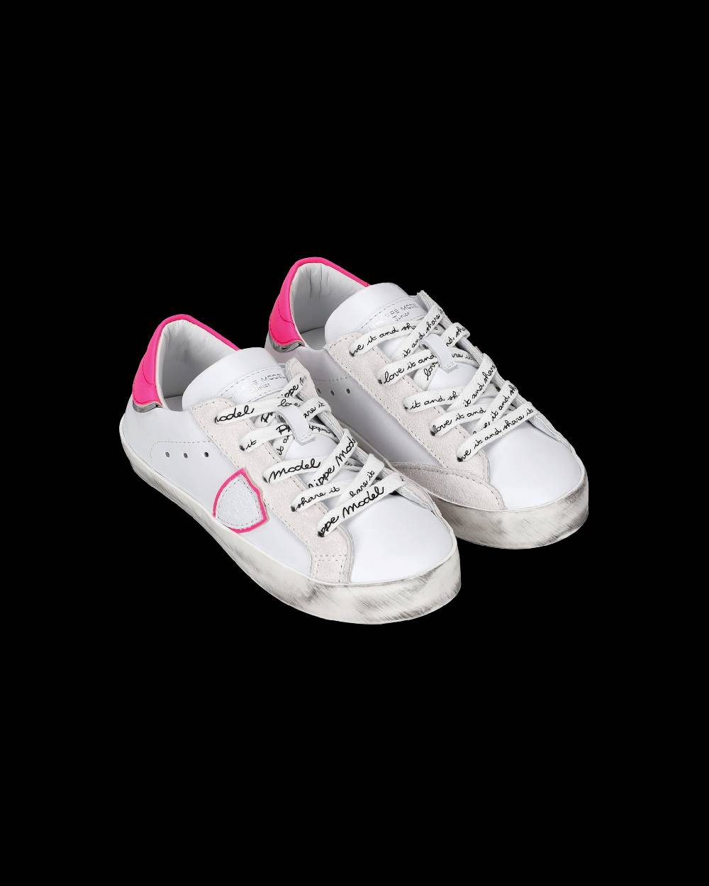 Philippe Model Scarpe da Bambini Prsx Bianche e Fucsia in Pelle