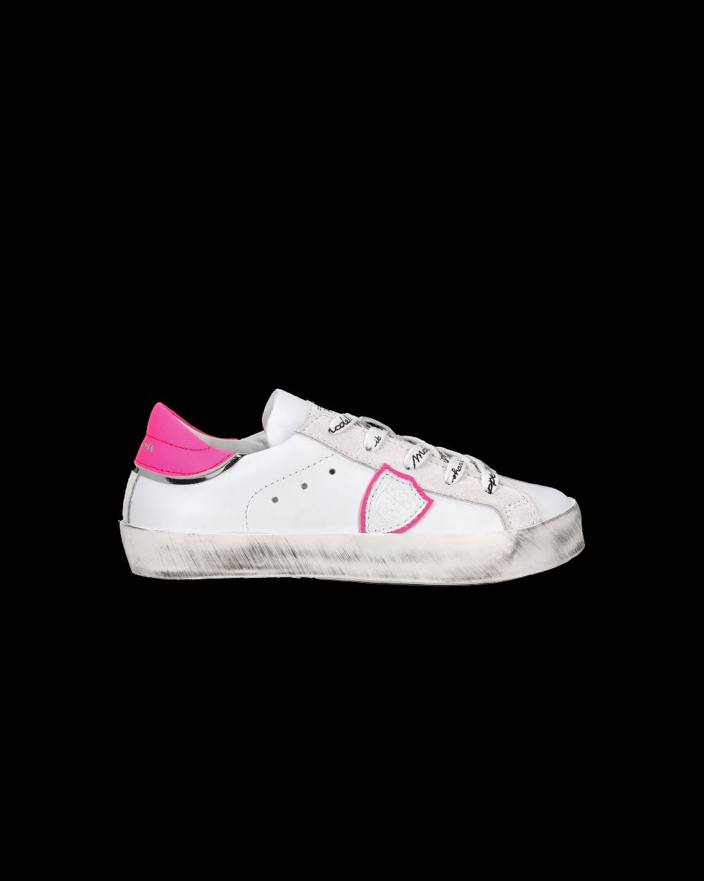 Philippe Model Scarpe da Bambini Prsx Bianche e Fucsia in Pelle Latest fashion