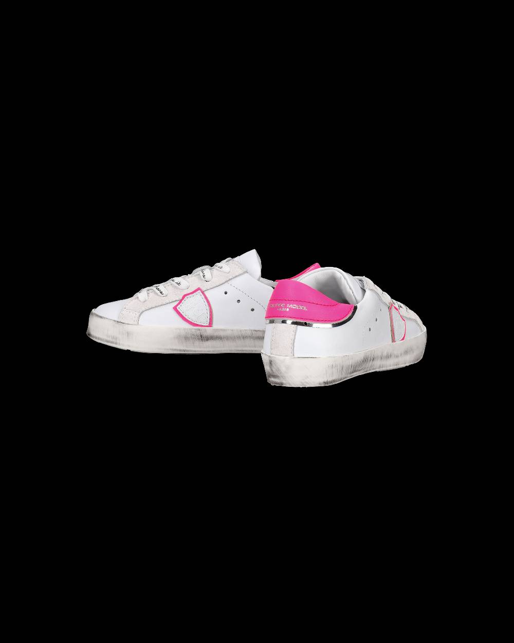 Philippe Model Scarpe da Bambini Prsx Bianche e Fucsia in Pelle Latest fashion