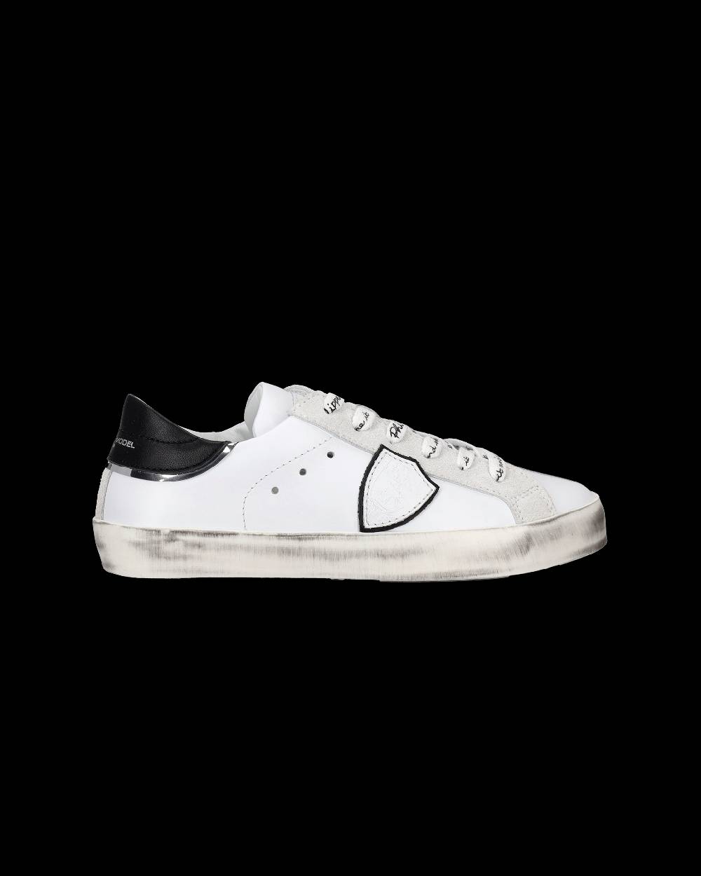 Philippe Model Sneakers Paris da Bambini Bianche e Nere in Pelle Moda