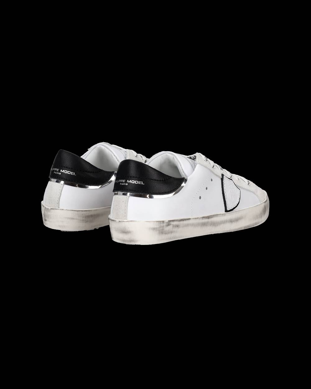 Philippe Model Sneakers Paris da Bambini Bianche e Nere in Pelle Moda