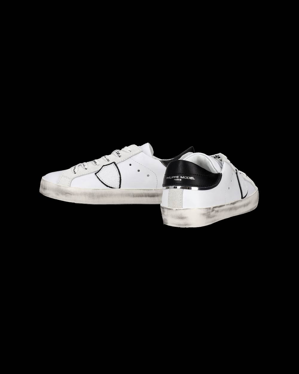 Philippe Model Sneakers Paris da Bambini Bianche e Nere in Pelle Moda
