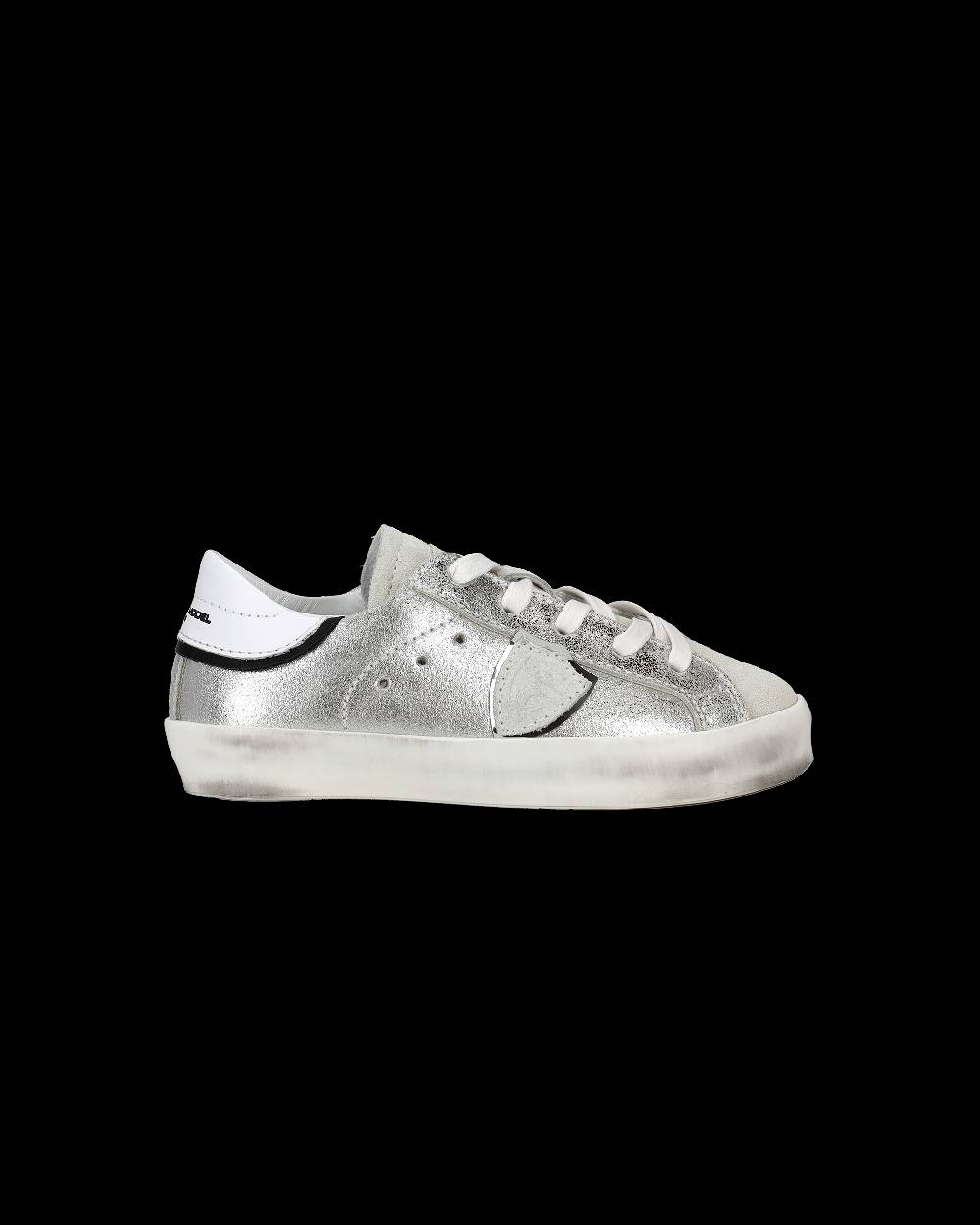 Philippe Model Sneakers Paris da Bambini Argento in Pelle Metal Italia