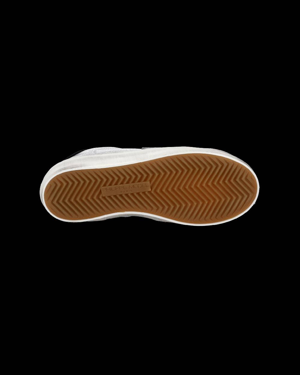 Philippe Model Sneakers Paris da Bambini Argento e Nere in Pelle Metal 2025