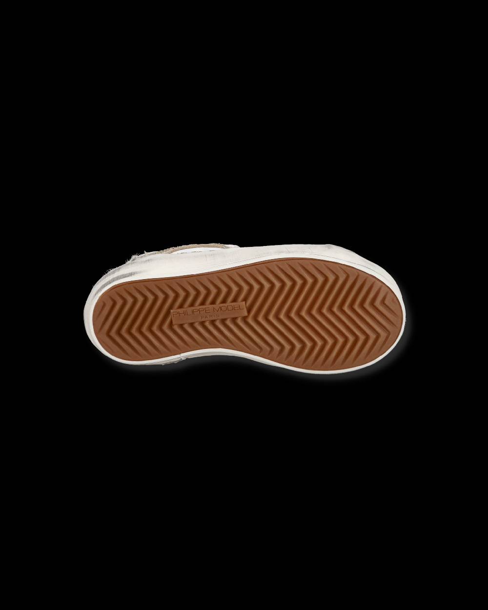 Philippe Model Baby Paris Low-Top Sneakers in Leather, White Gold Promozione