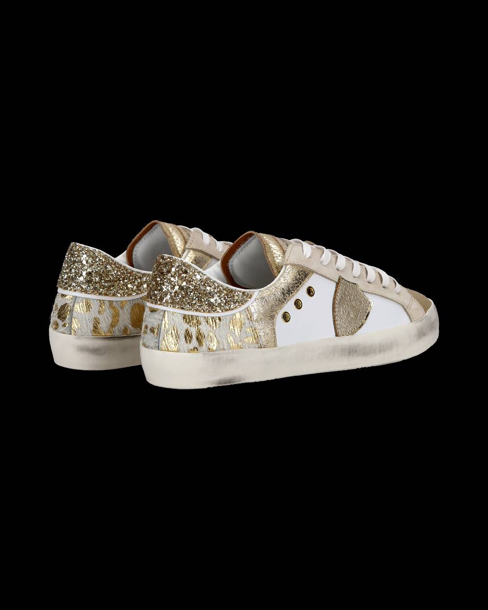 Philippe Model Sneakers basse Paris da Bambino in pelle, Bianco Oro Offerta