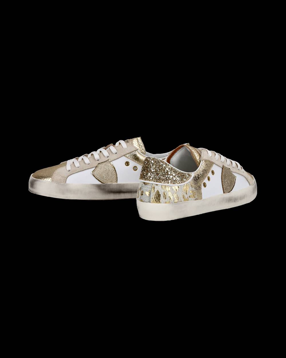 Philippe Model Sneakers basse Paris da Bambino in pelle, Bianco Oro Offerta