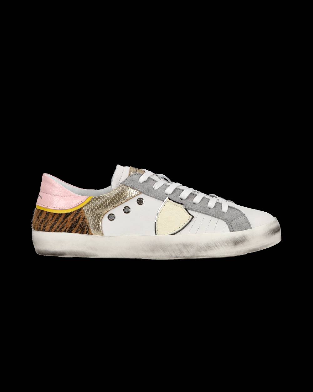 Philippe Model Sneakers basse Paris da Bambino in pelle, Bianco Cognac Economico