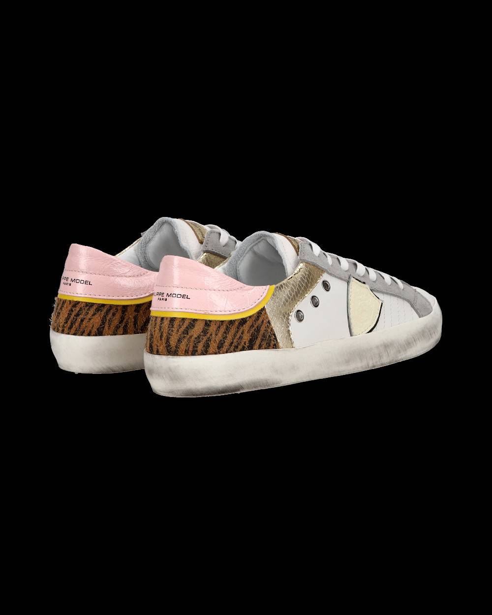 Philippe Model Sneakers basse Paris da Bambino in pelle, Bianco Cognac Economico
