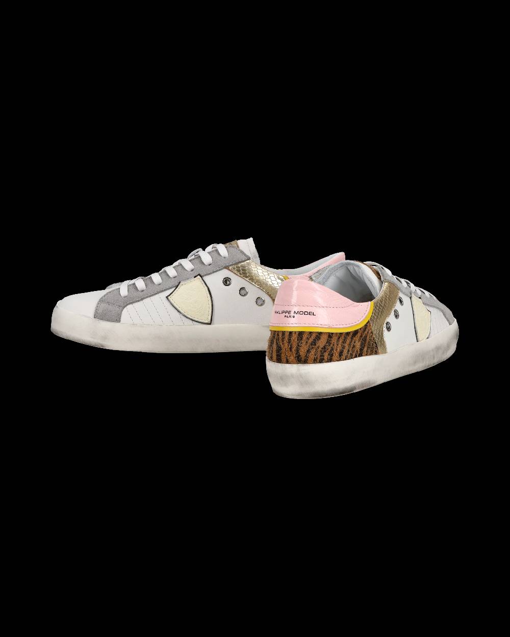 Philippe Model Sneakers basse Paris da Bambino in pelle, Bianco Cognac Economico