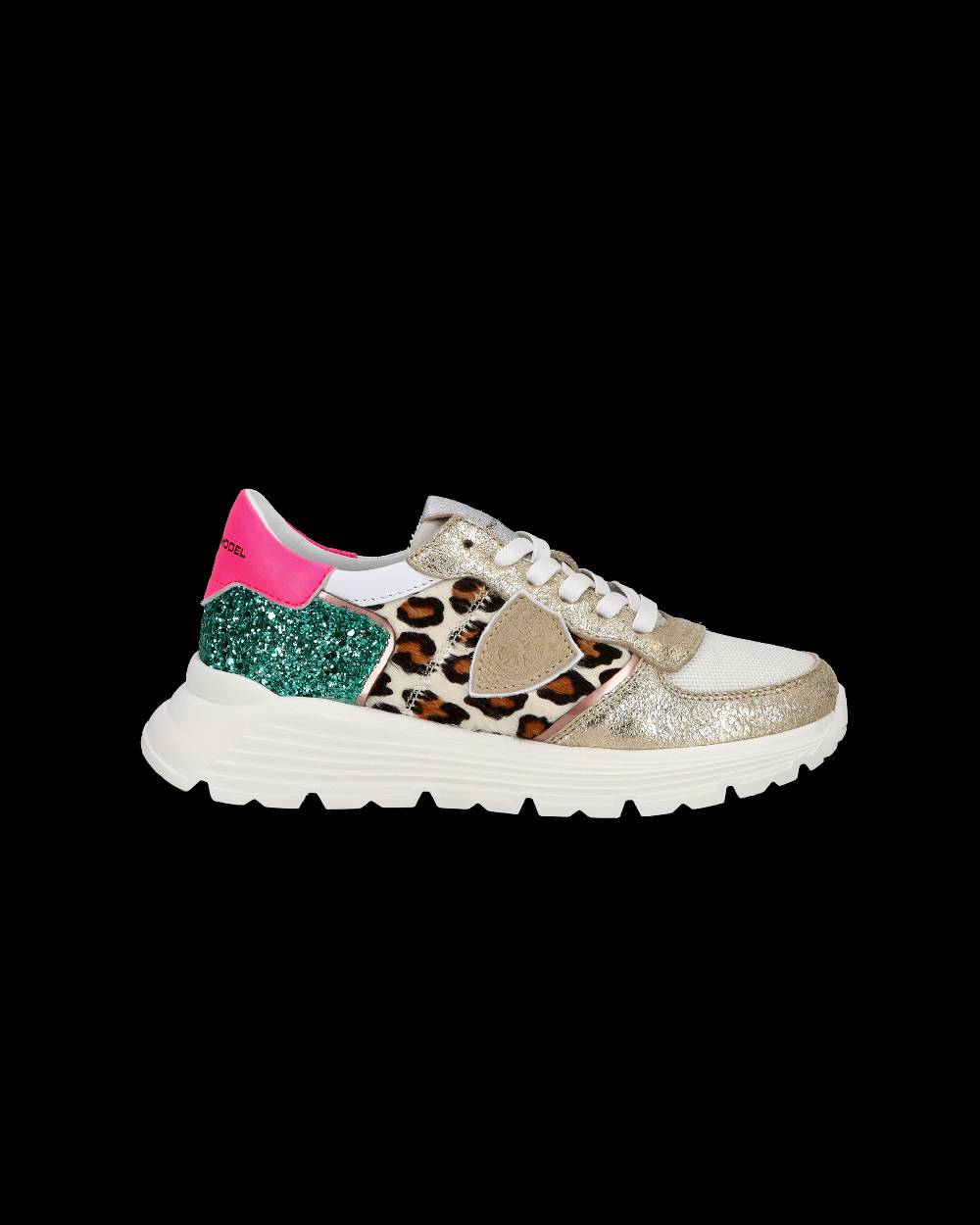 Philippe Model Sneakers basse Trpx Haute da Ragazzo in pelle e glitter, Bianco Verde Online