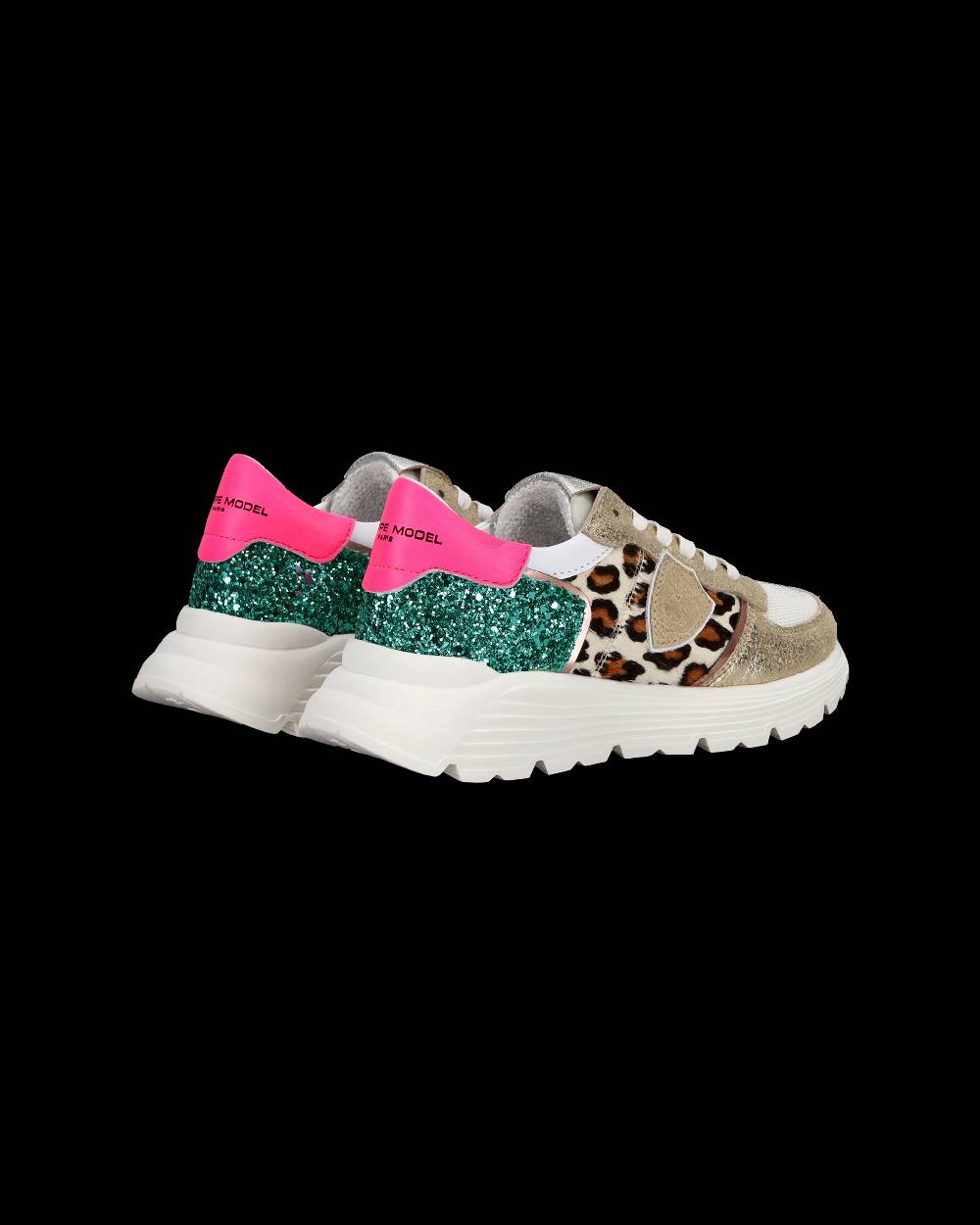 Philippe Model Sneakers basse Trpx Haute da Ragazzo in pelle e glitter, Bianco Verde Online
