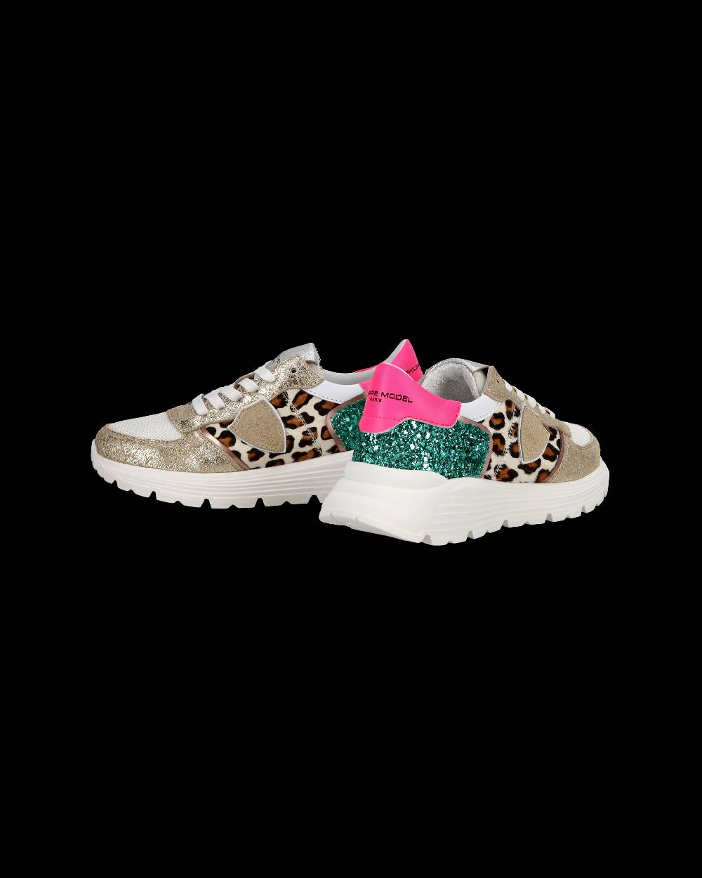 Philippe Model Sneakers basse Trpx Haute da Ragazzo in pelle e glitter, Bianco Verde Online