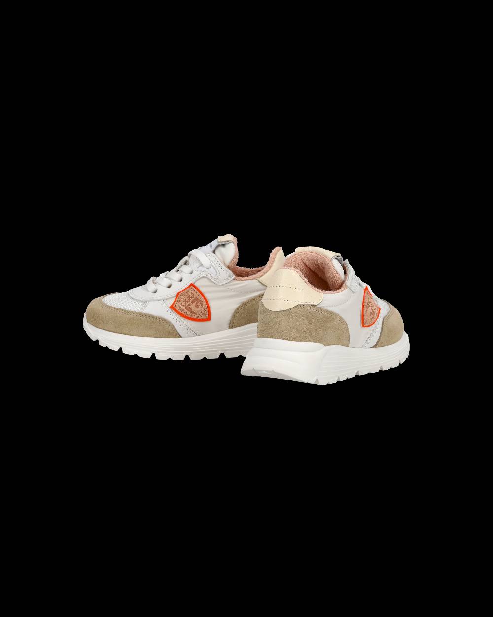 Philippe Model Baby Antibes Low-Top Sneakers in Nylon And Leather, White Beige Outlet