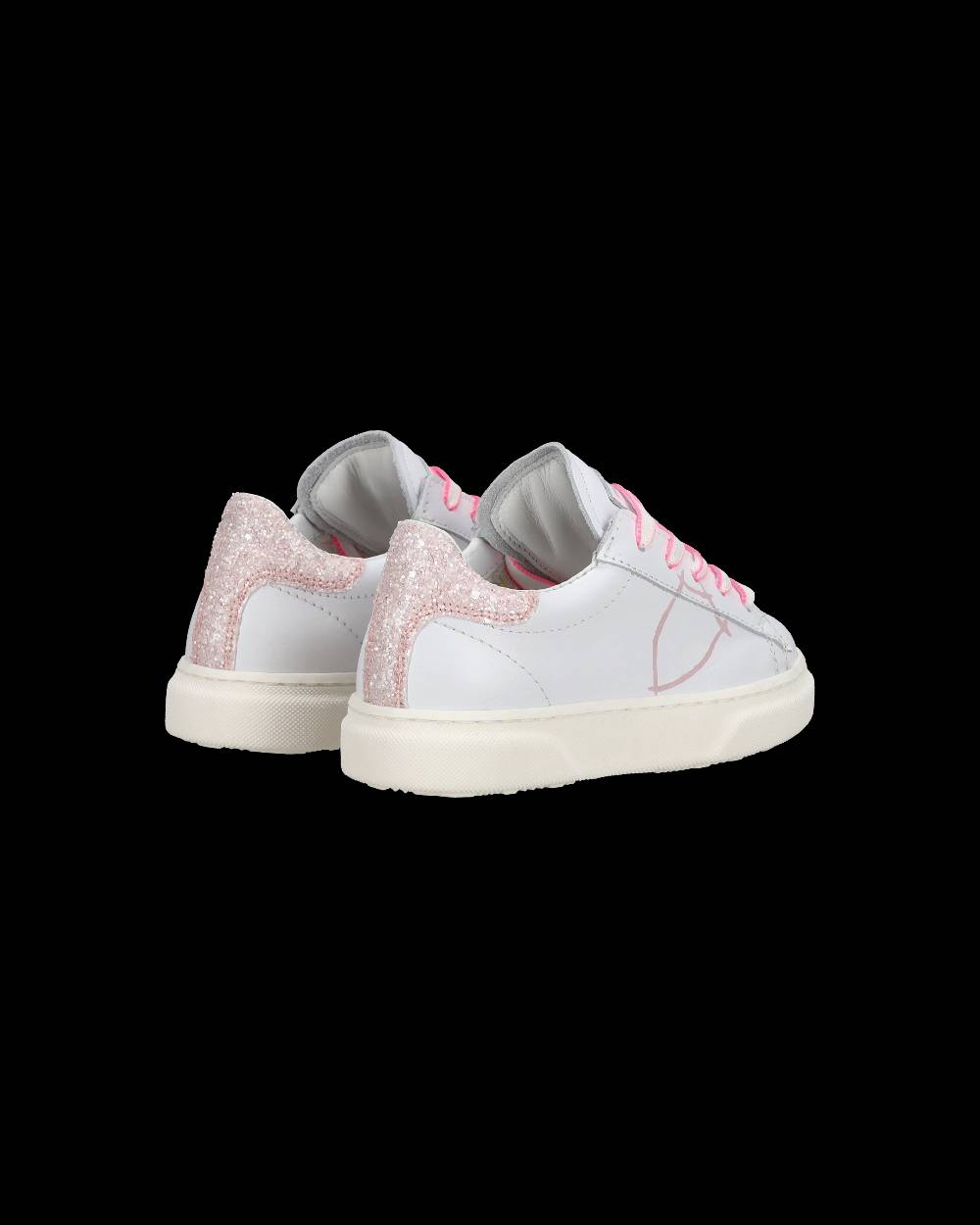 Philippe Model Baby Temple Low-Top Sneakers in Leather, White Pink In Vendita