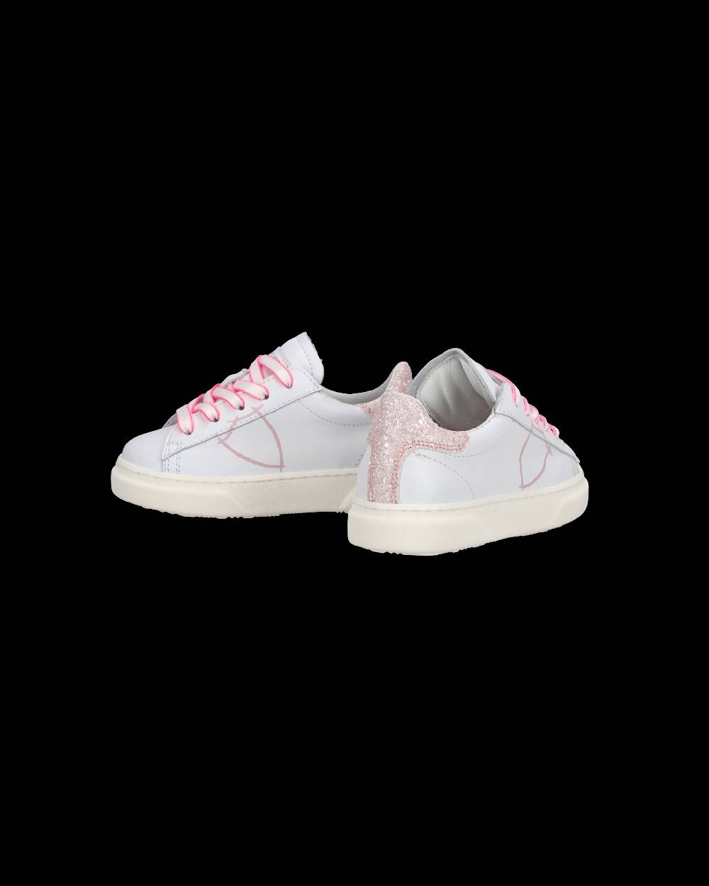 Philippe Model Baby Temple Low-Top Sneakers in Leather, White Pink In Vendita