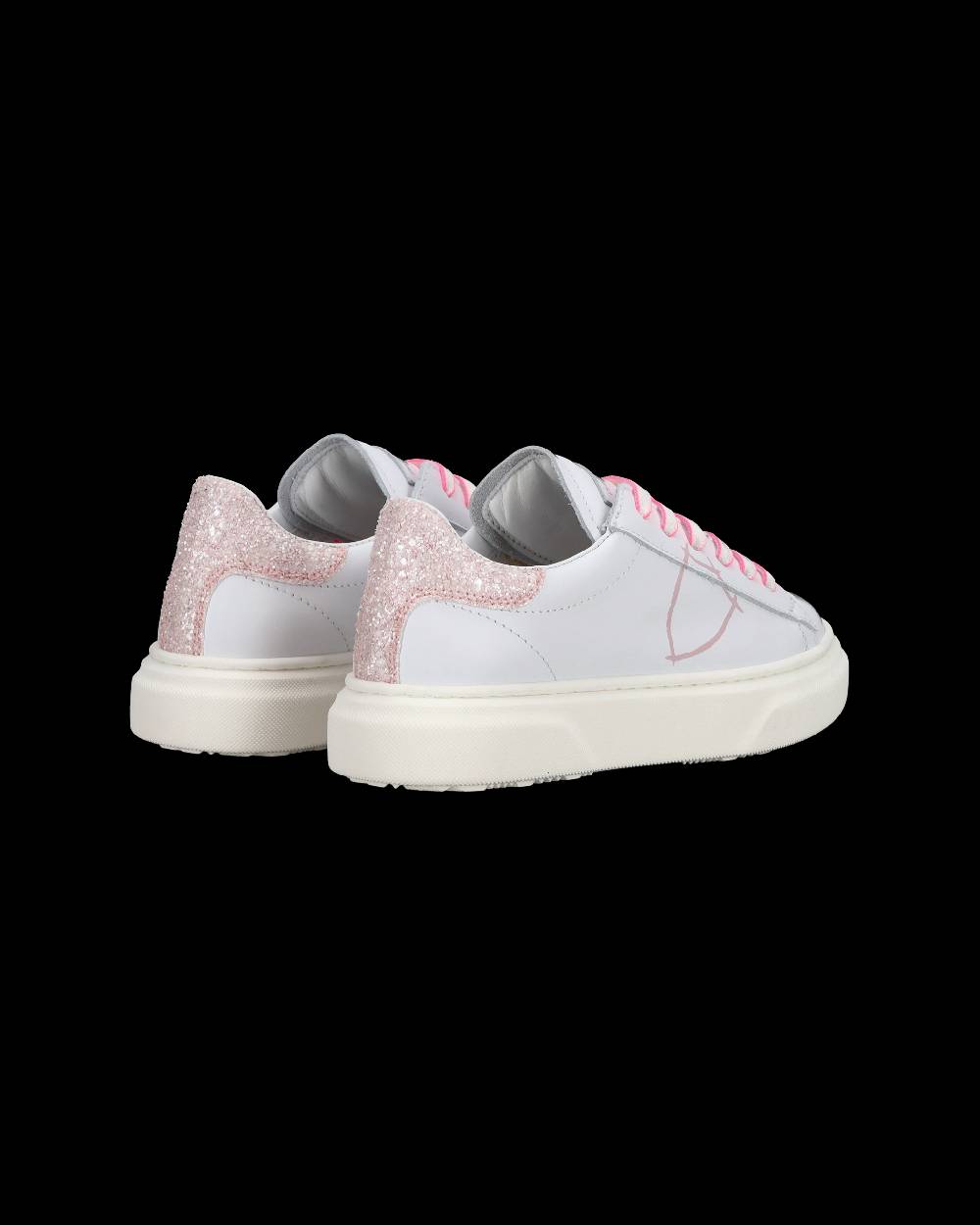 Philippe Model Sneakers basse Temple da Ragazzo in pelle, Bianco Rosa Saldi