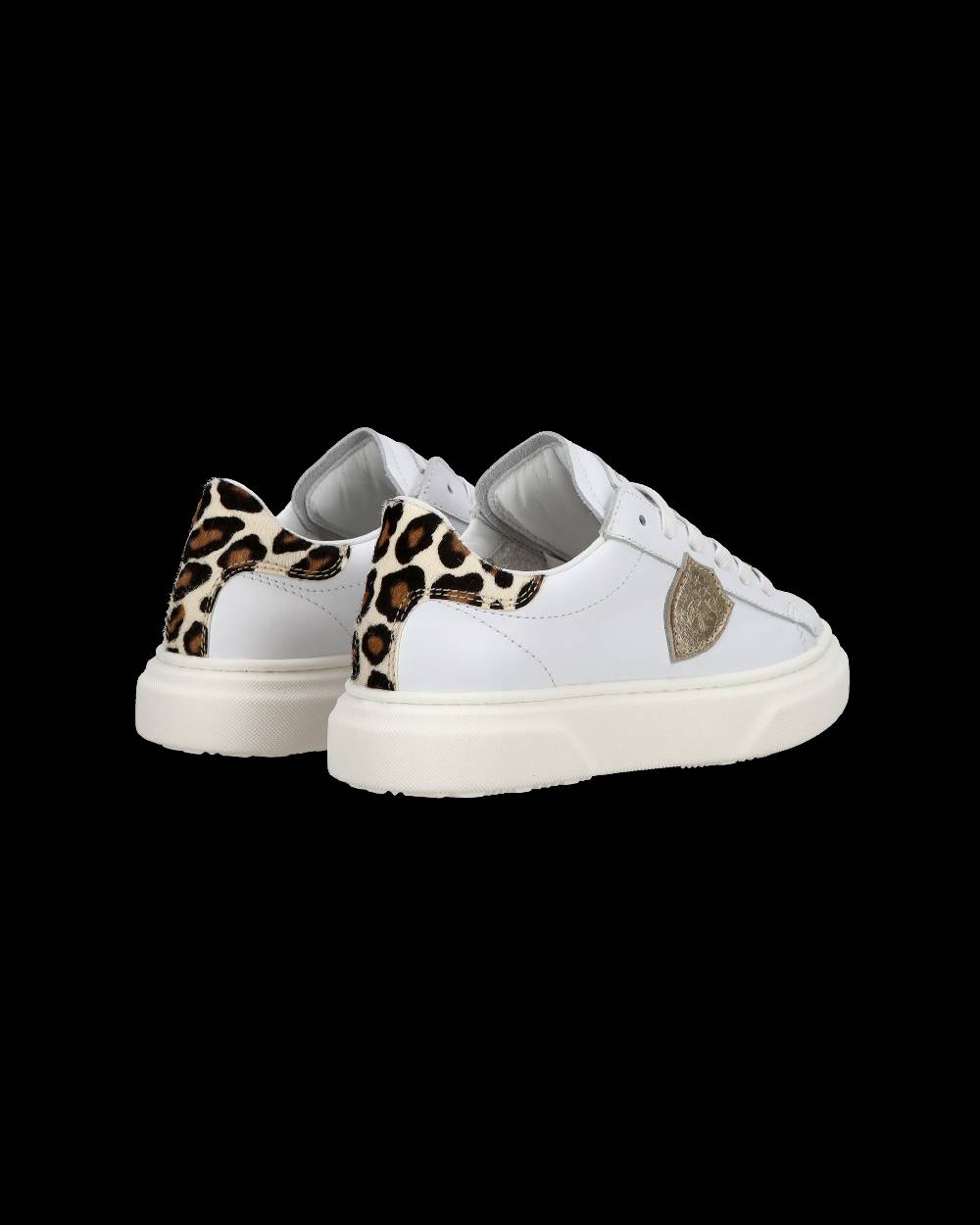 Philippe Model Junior Temple Low-Top Sneakers in Leather, White Pink Offerte
