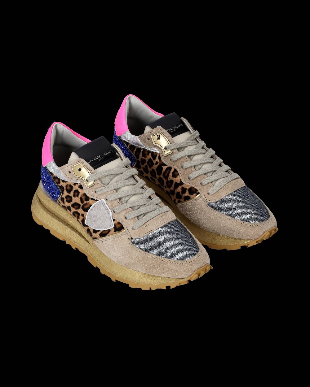 Philippe Model Sneaker basse Tropez Haute donna - beige, bluette e rosa