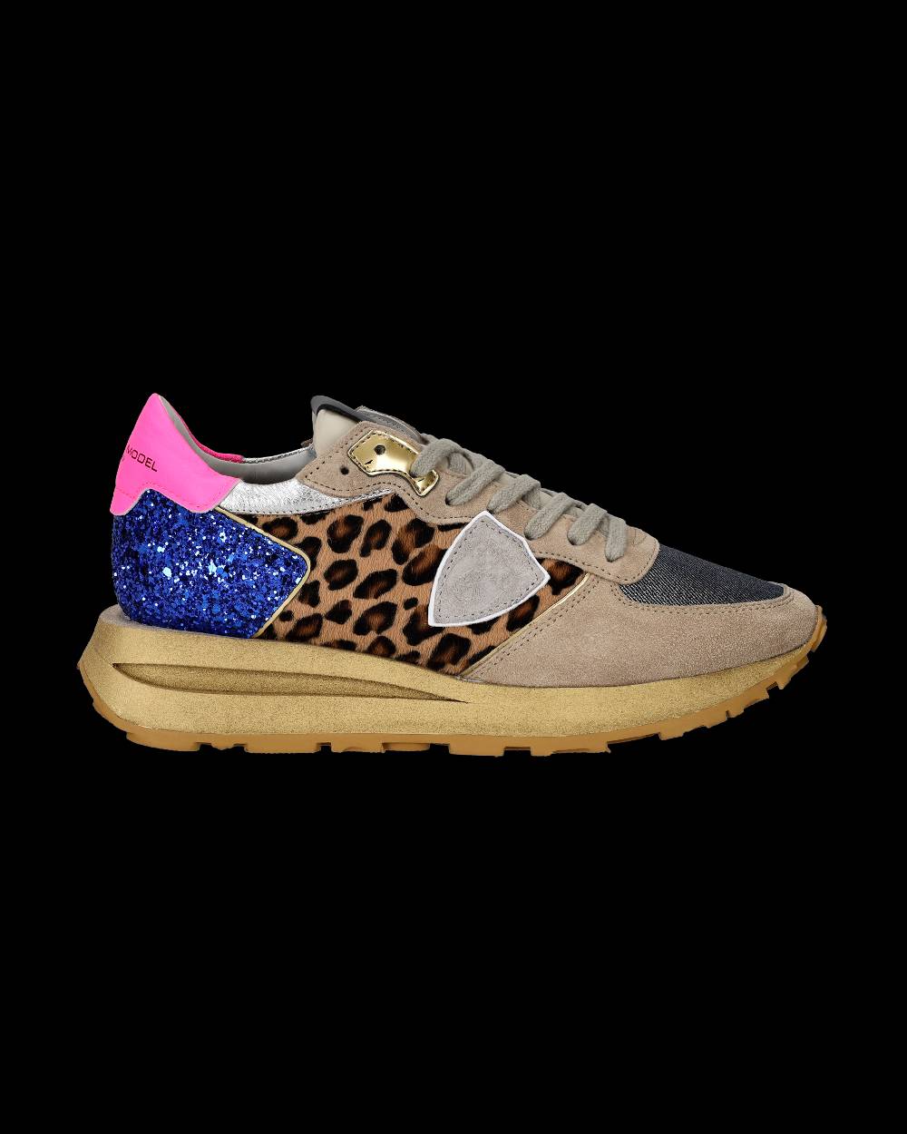 Philippe Model Sneaker basse Tropez Haute donna - beige, bluette e rosa Nuovo