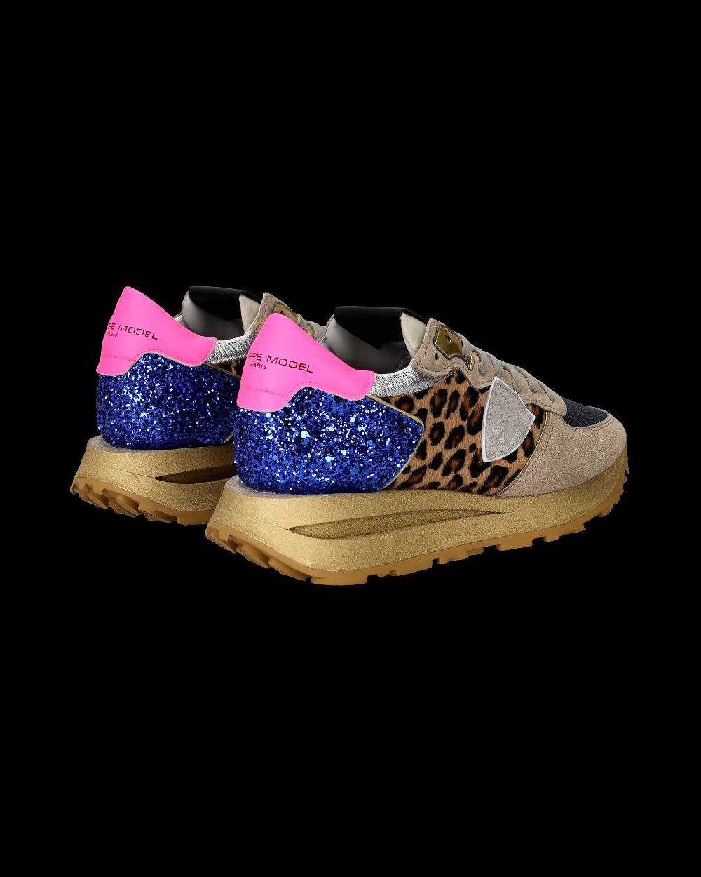 Philippe Model Sneaker basse Tropez Haute donna - beige, bluette e rosa Nuovo