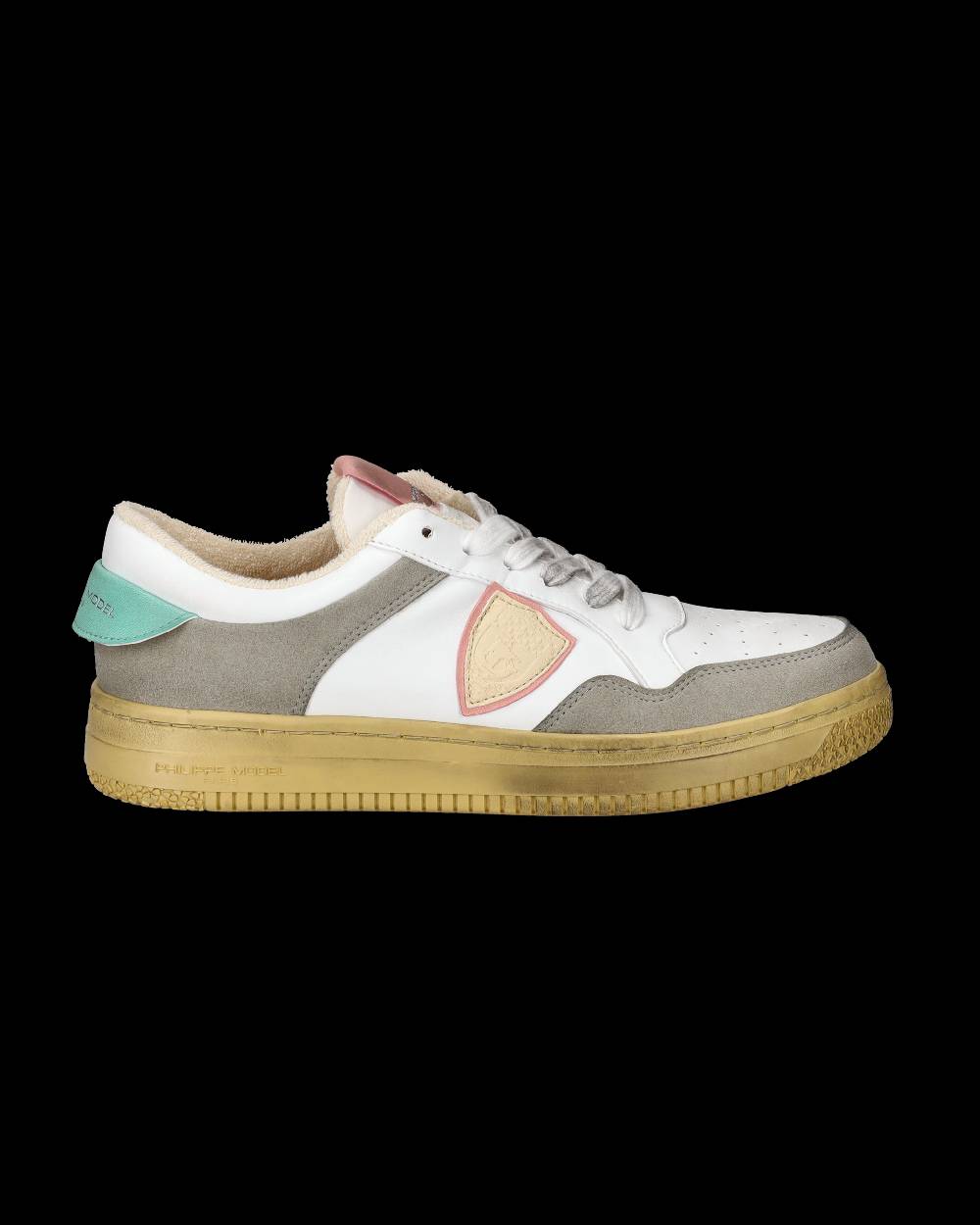 Philippe Model Sneakers Lyon da Donna Bianche e Rosa in Pelle Riciclata Prezzo Ridotto