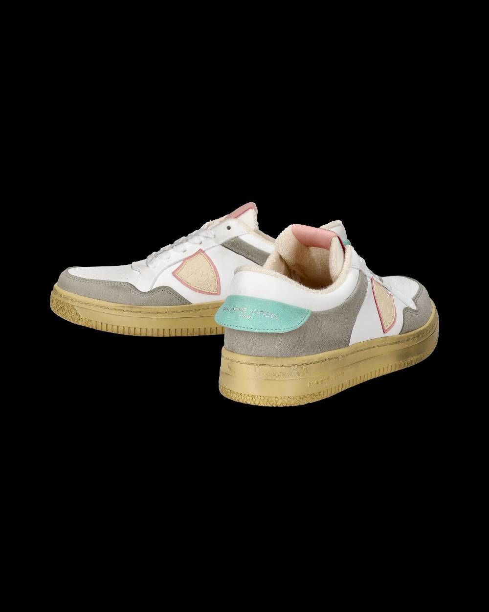 Philippe Model Sneakers Lyon da Donna Bianche e Rosa in Pelle Riciclata Prezzo Ridotto