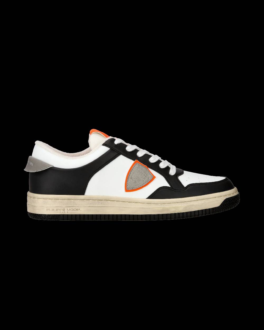 Philippe Model Sneaker streetwear Lyon da uomo in pelle riciclata - Nero e arancione Vendita Economica