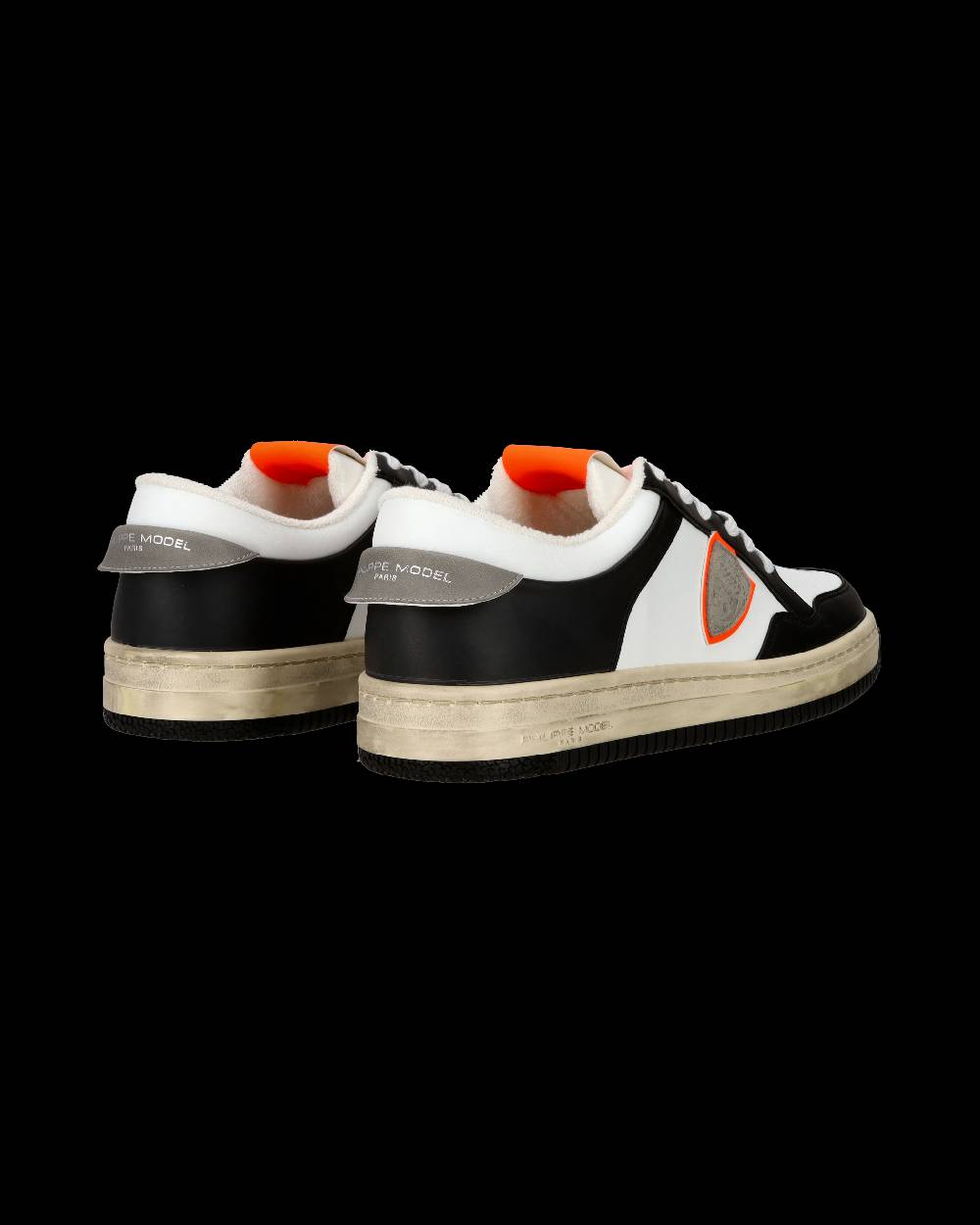 Philippe Model Sneaker streetwear Lyon da uomo in pelle riciclata - Nero e arancione Vendita Economica