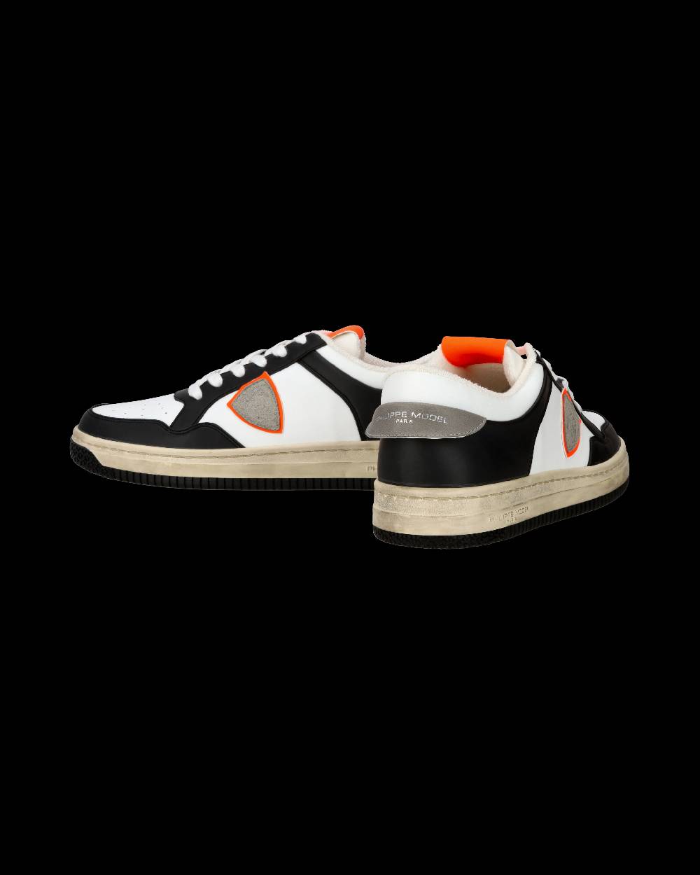 Philippe Model Sneaker streetwear Lyon da uomo in pelle riciclata - Nero e arancione Vendita Economica