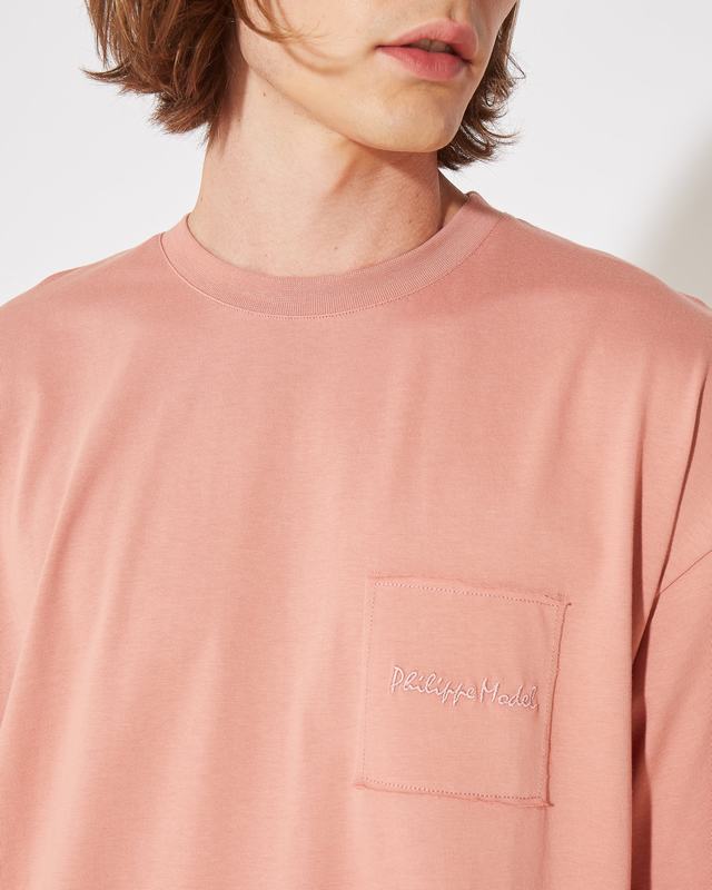 Philippe Model T-Shirt Maurice da Uomo Rosa in Jersey Prezzo Ridotto