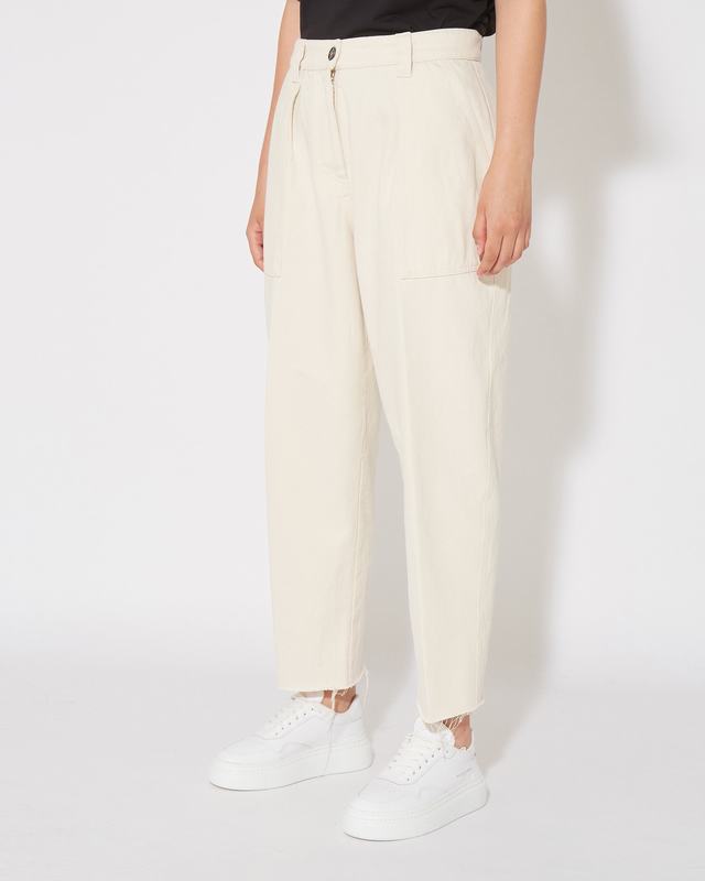 Philippe Model Pantaloni Coline da Donna Ecru in Bull Denim Affare Del Giorno