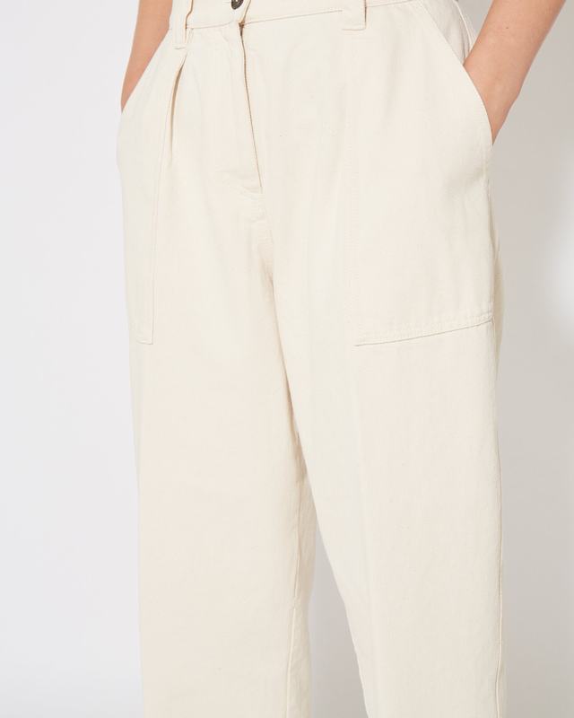 Philippe Model Pantaloni Coline da Donna Ecru in Bull Denim Affare Del Giorno
