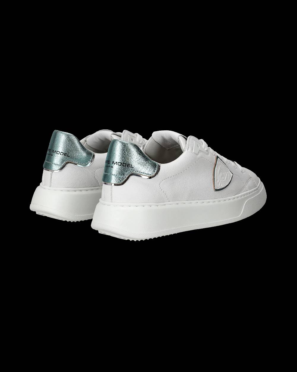 Philippe Model Sneakers Temple da Donna Bianche e Blu in Pelle Morbida In Linea