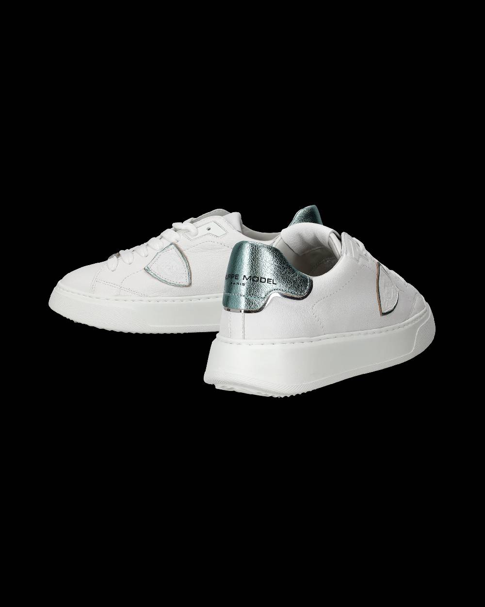 Philippe Model Sneakers Temple da Donna Bianche e Blu in Pelle Morbida In Linea