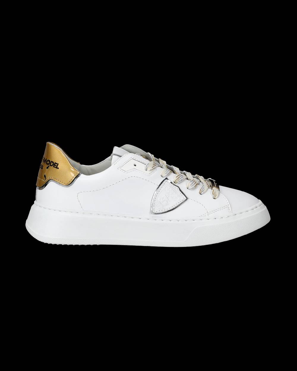 Philippe Model Sneakers Temple da Donna Bianche e Oro in Pelle E Vernice Offerte