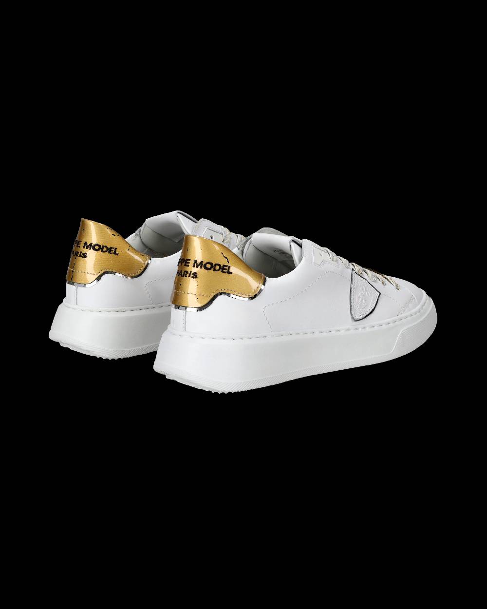 Philippe Model Sneakers Temple da Donna Bianche e Oro in Pelle E Vernice Offerte