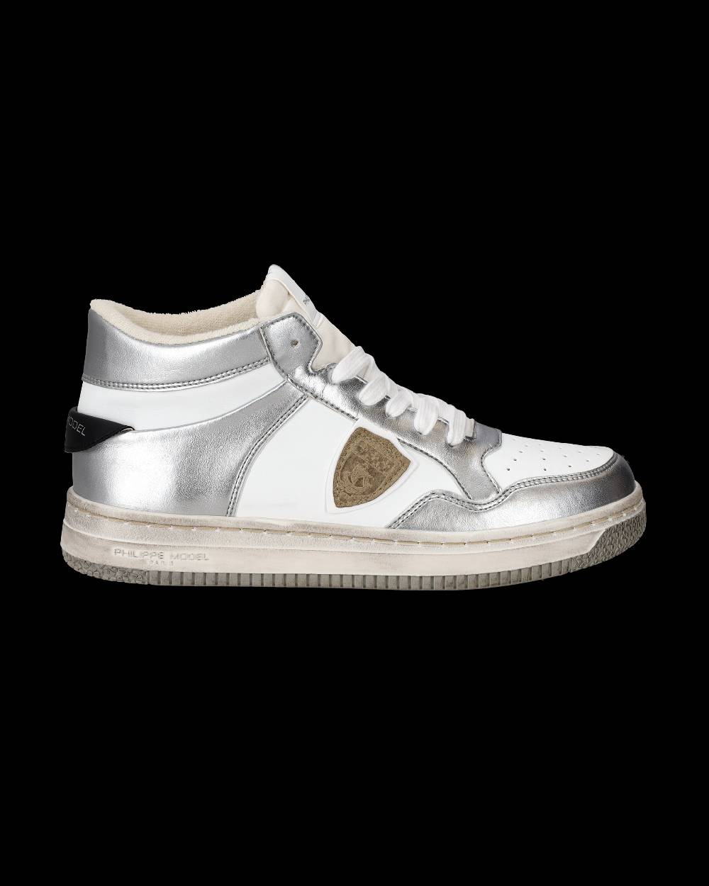 Philippe Model Sneaker mid rise Lyon donna - argento e bianco Saldi Di Fabbrica