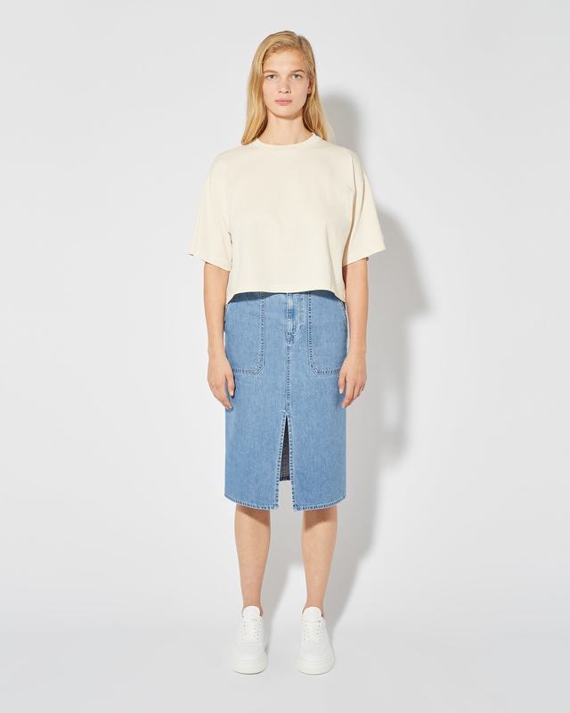 Philippe Model T-Shirt Cropped Marion da Donna Beige ecru in Jersey Nuovo