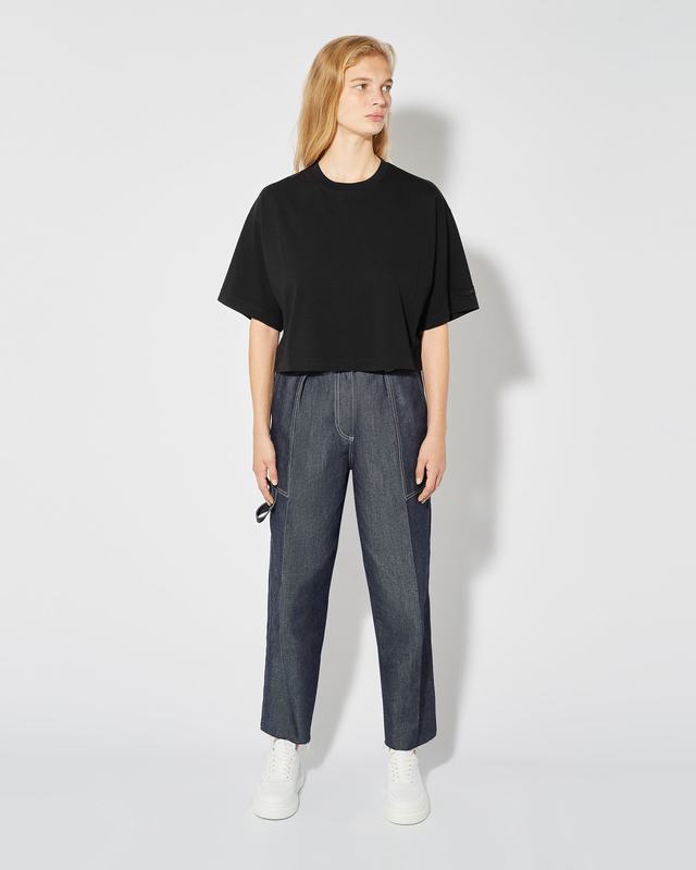 Philippe Model T-Shirt Cropped Marion da Donna Nera in Jersey Qualità