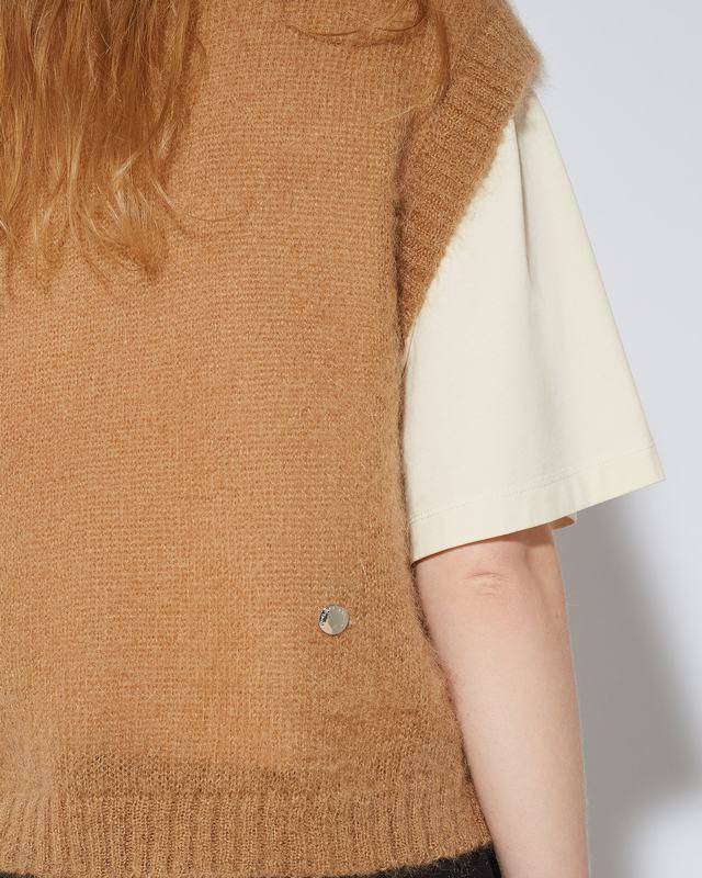 Philippe Model Gilet Yvonne da Donna Marrone in Lana Mohair Nuovo