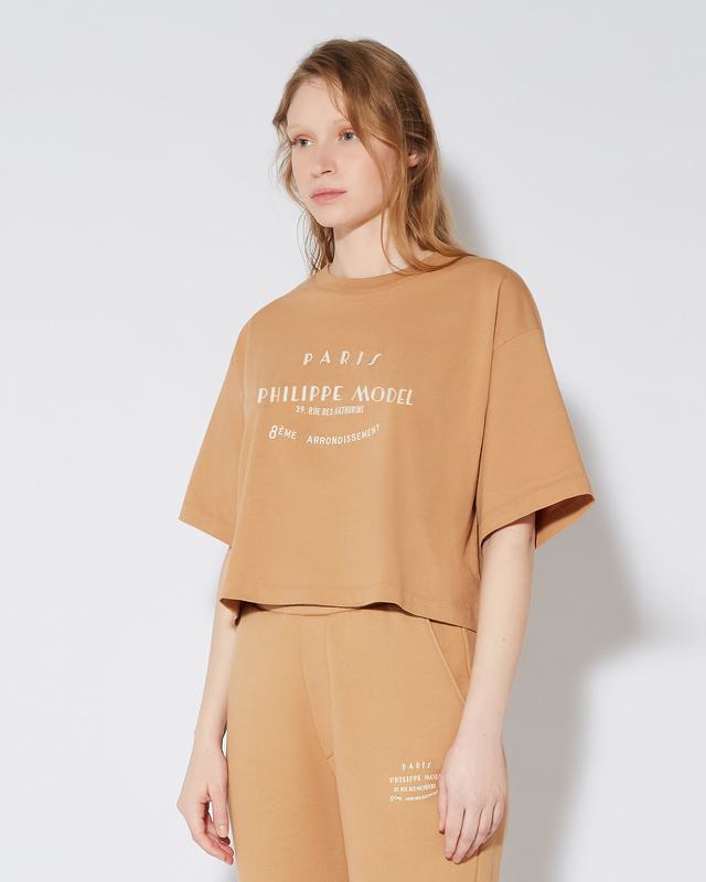 Philippe Model T-shirt cropped Marion da Donna Marrone in Jersey Soddisfazione Garantita