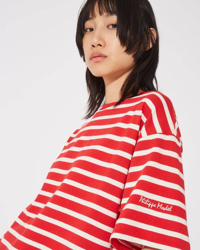 Philippe Model T-Shirt Monique da Donna Rossa in Cotone Outlet