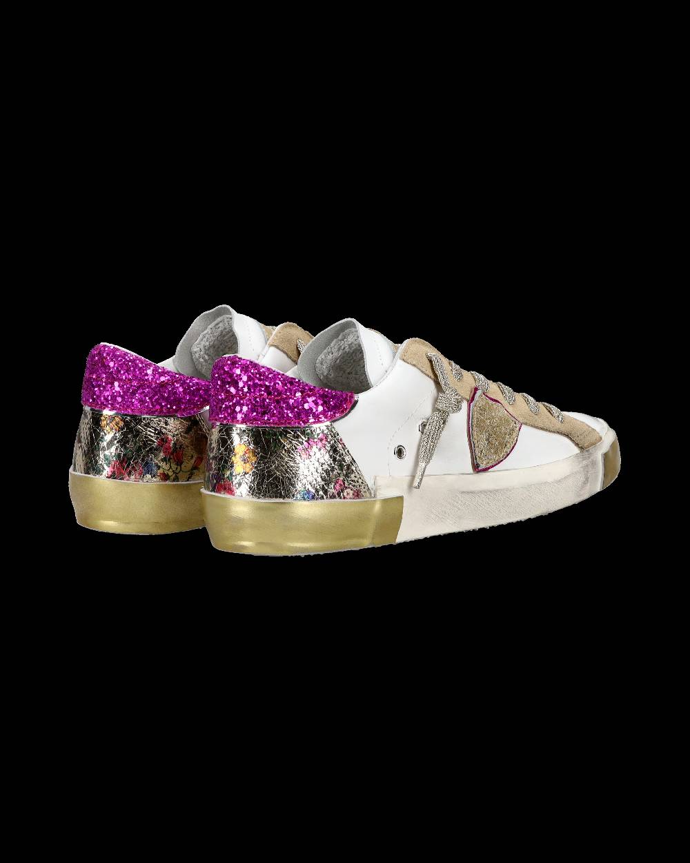Philippe Model Sneaker casual Prsx da donna in pelle - Bianco e fucsia In Saldo