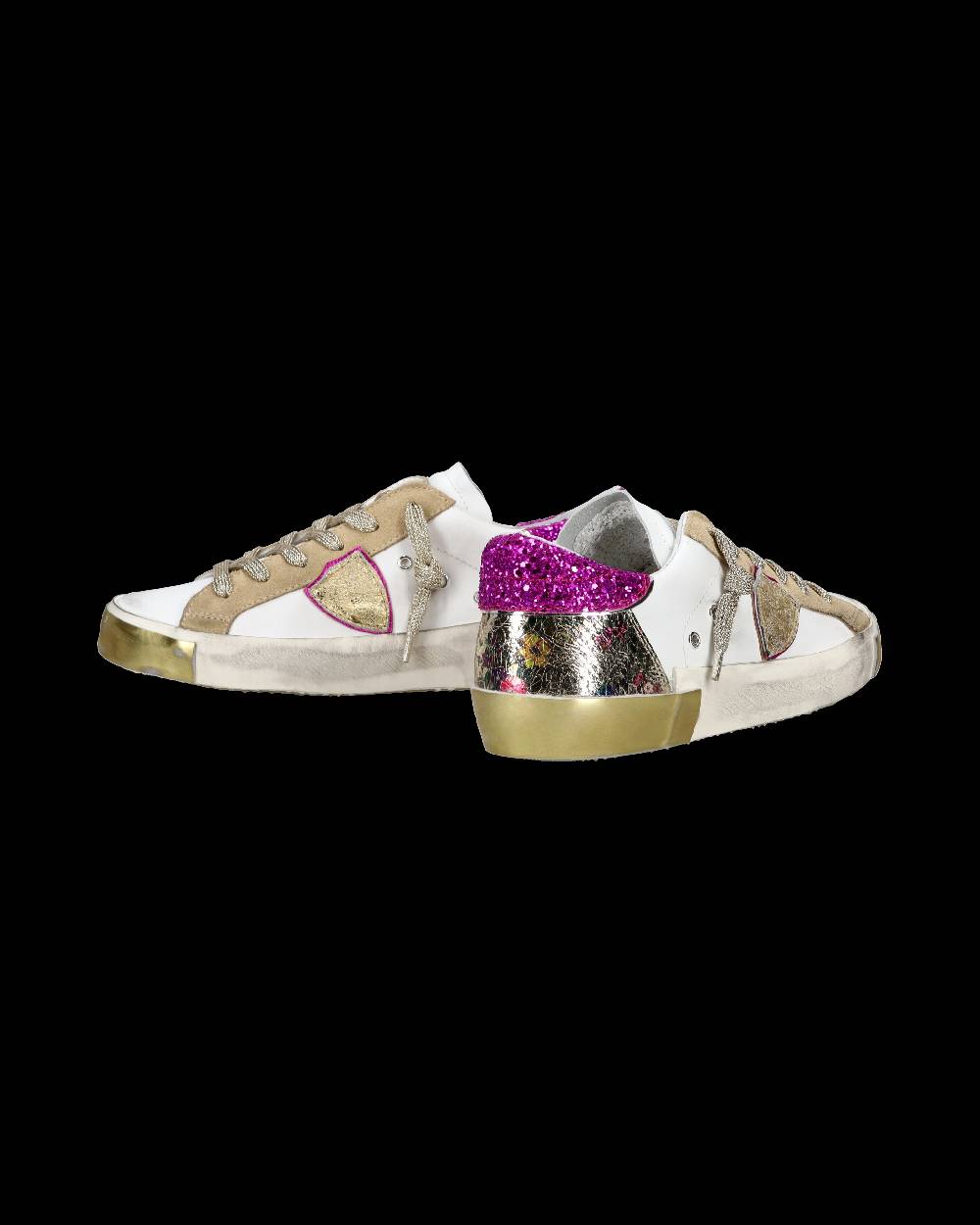 Philippe Model Sneaker casual Prsx da donna in pelle - Bianco e fucsia In Saldo