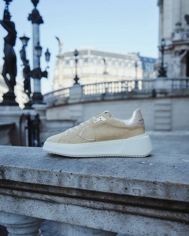 Philippe Model Sneaker basse Tres Temple donna - beige e argento Comprare a buon mercato